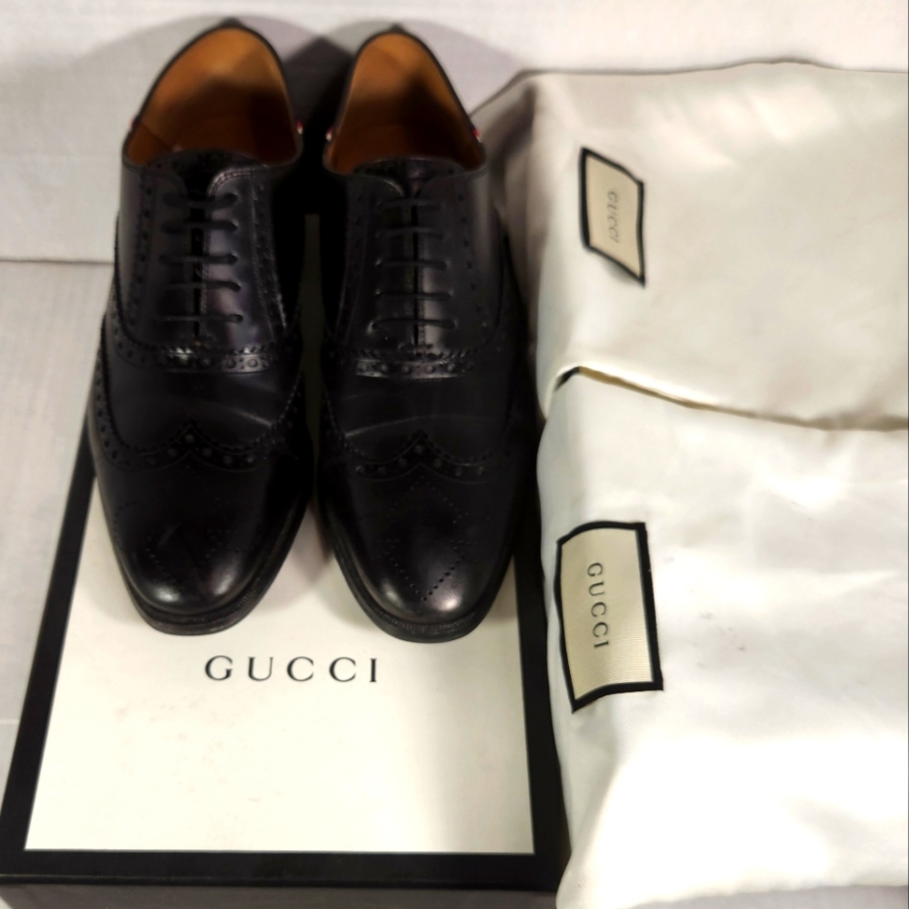 Men's Gucci Spirit Web Bees Guccy Oxford Dress Shoes - Picture 2 of 7